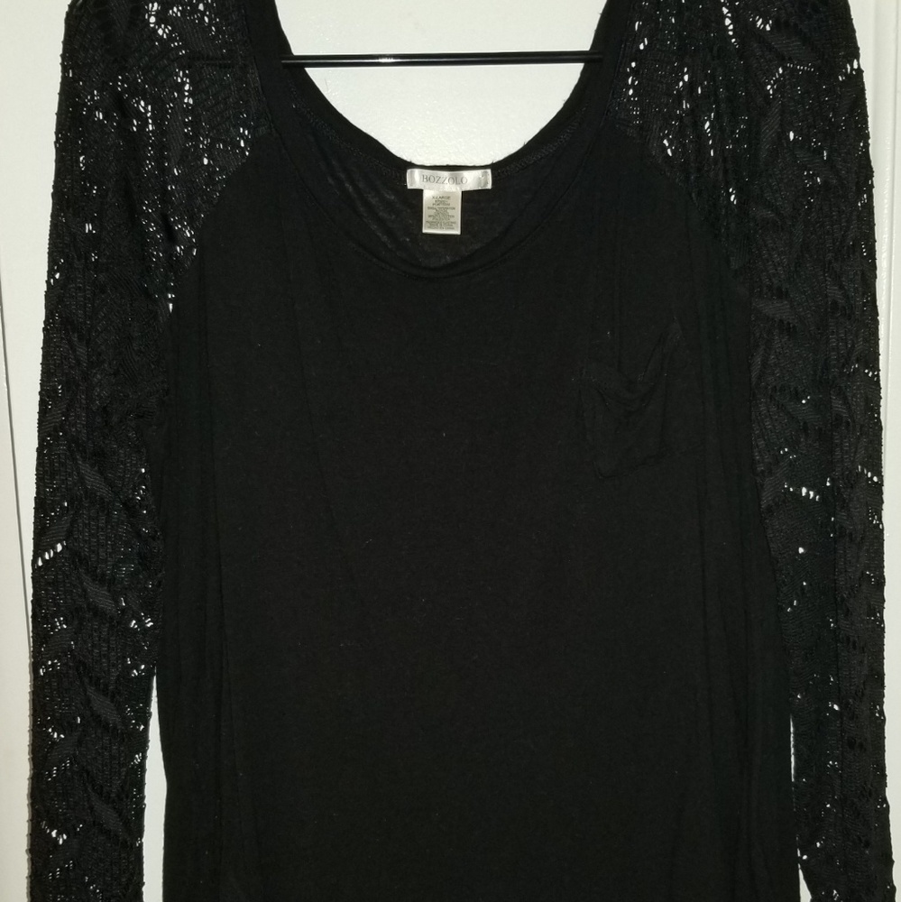Long sleeve shirt, woven sleeves